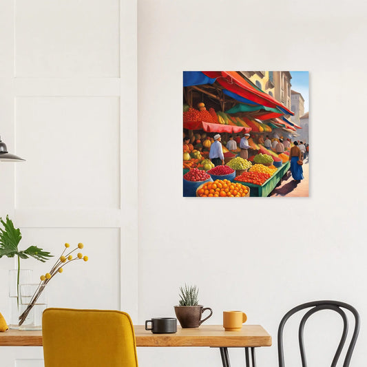 Moderner Forex-Druck - Obstmarkt - Malerischer Stil, KI-Kunst RolConArt