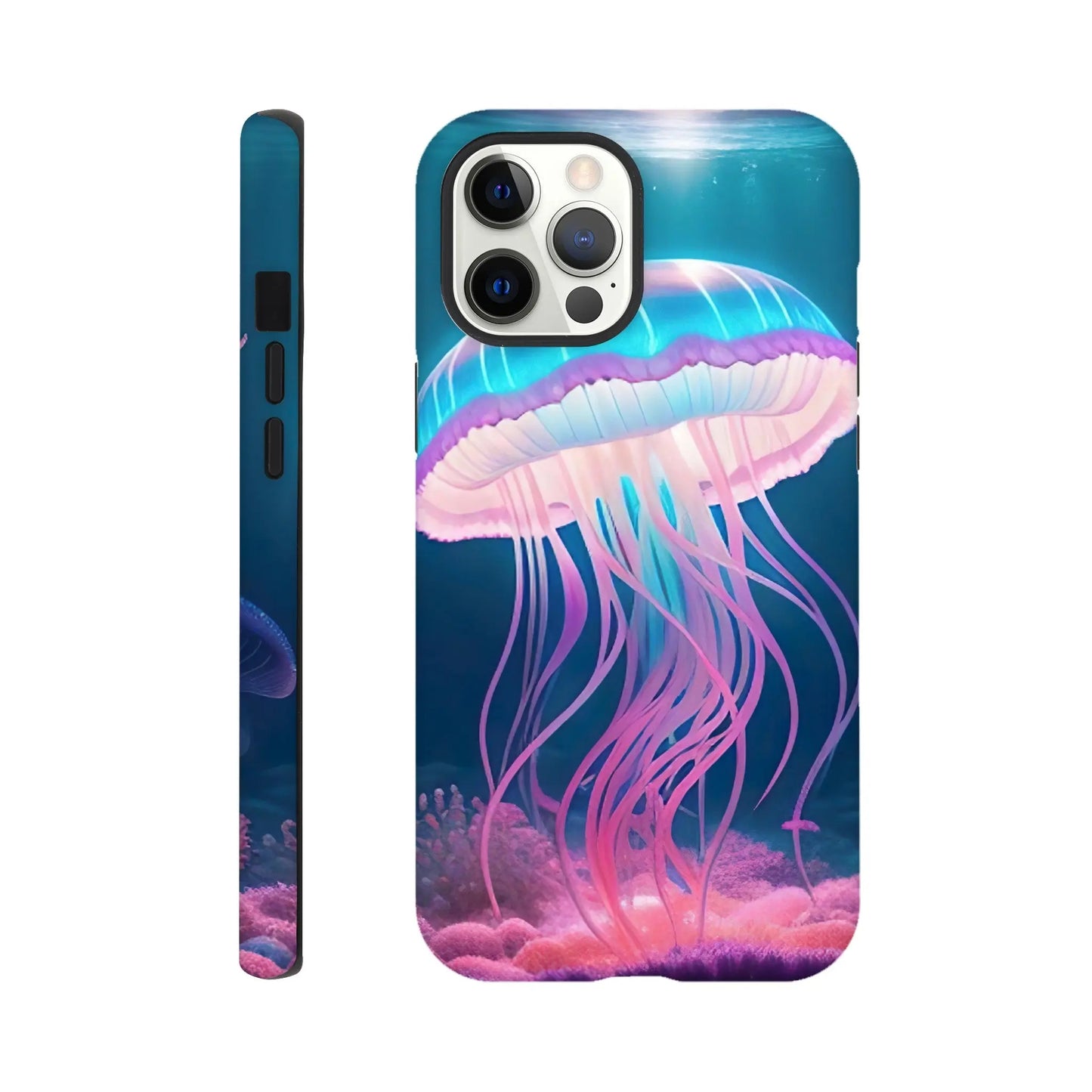 Smartphone-Hülle "Hart" - Qualle - Digitaler Stil, KI-Kunst RolConArt, Unterwasserlandschaften, iPhone-12-Pro-Max