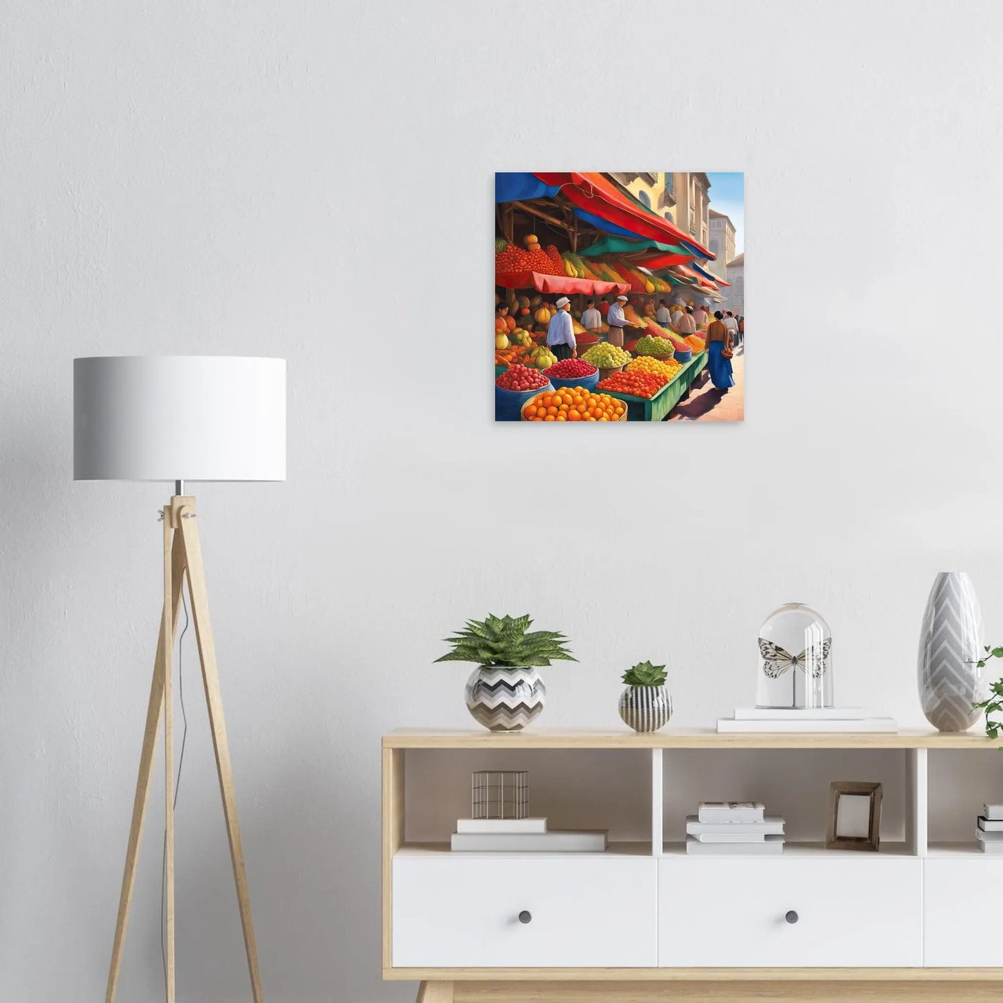 Moderner Forex-Druck - Obstmarkt - Malerischer Stil, KI-Kunst RolConArt