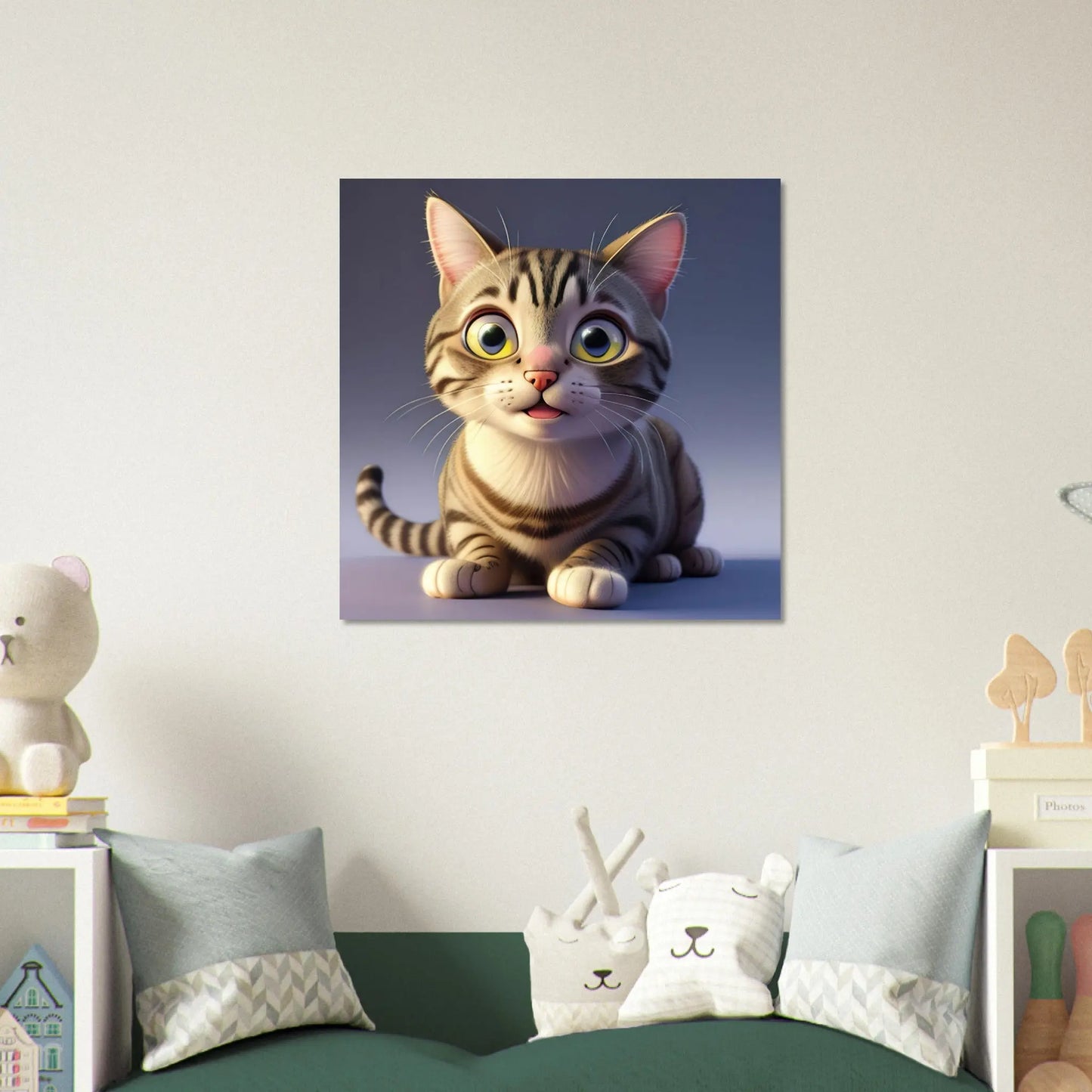 Aluminiumdruck - Niedliche Katze - Kinderbild, 3D-Stil, KI-Kunst RolConArt