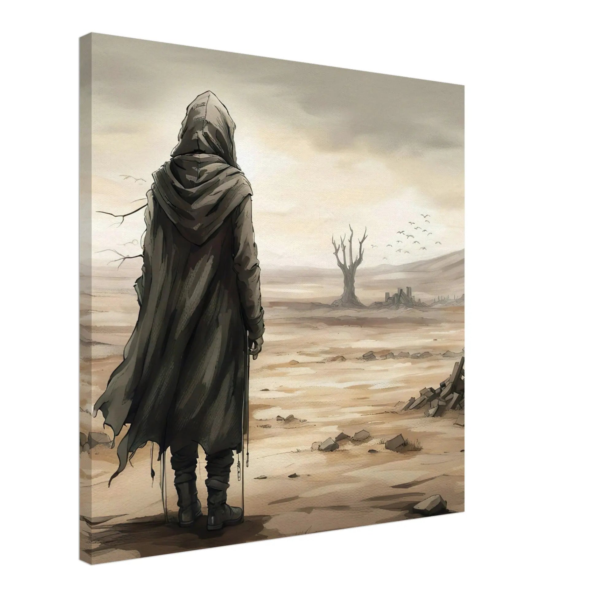 Leinwandbild - Eine Person in der Wüste - Malerischer Stil, KI-Kunst - RolConArt, Malerischer Stil - Porträts,