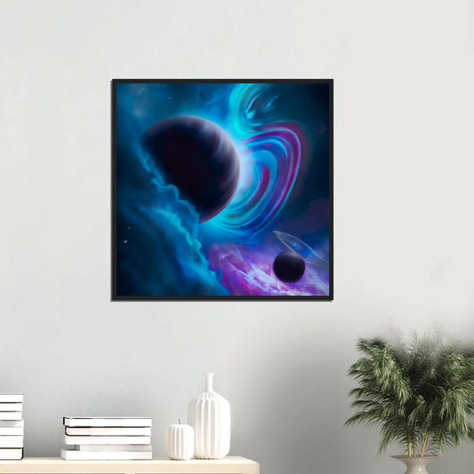 Gerahmtes Premium-Poster - Planet, Weltraum - Digitaler Stil, KI-Kunst - RolConArt, Sci-Fi,