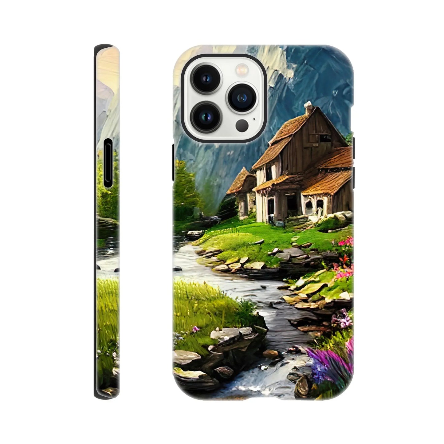 Smartphone-Hülle "Hart" - Berglandschaft - Malerischer Stil, KI-Kunst RolConArt, Landschaften, iPhone-13-Pro-Max