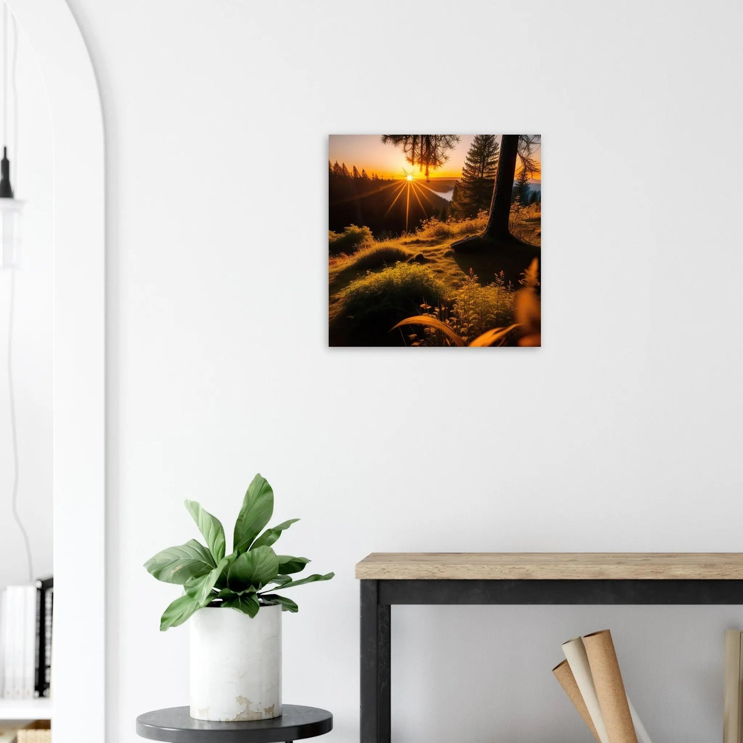 Moderner Forex-Druck - Bergpanorama - Foto Stil, KI-Kunst - RolConArt, Landschaften, 50x50-cm-20x20-Schwarz