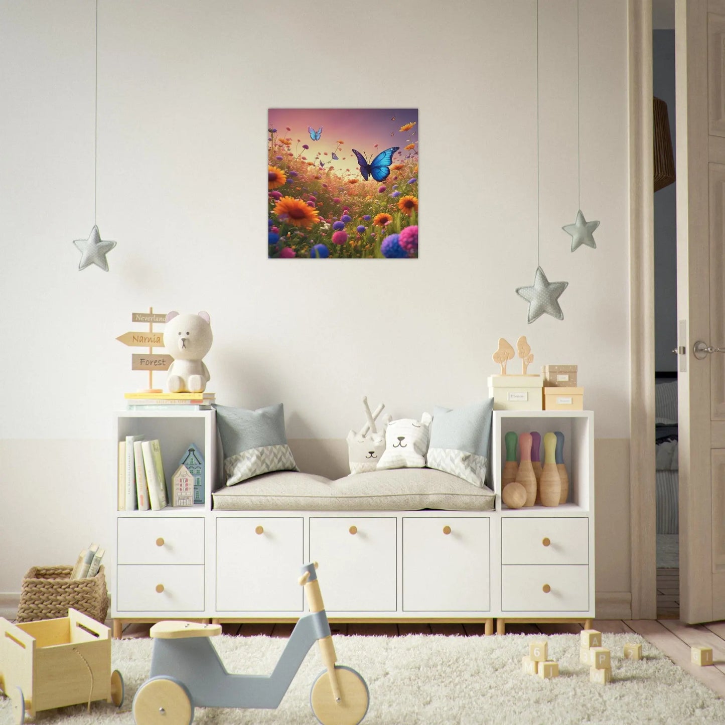 Aluminiumdruck - Blumenwiese - Kinderbild, 3D-Stil, KI-Kunst RolConArt