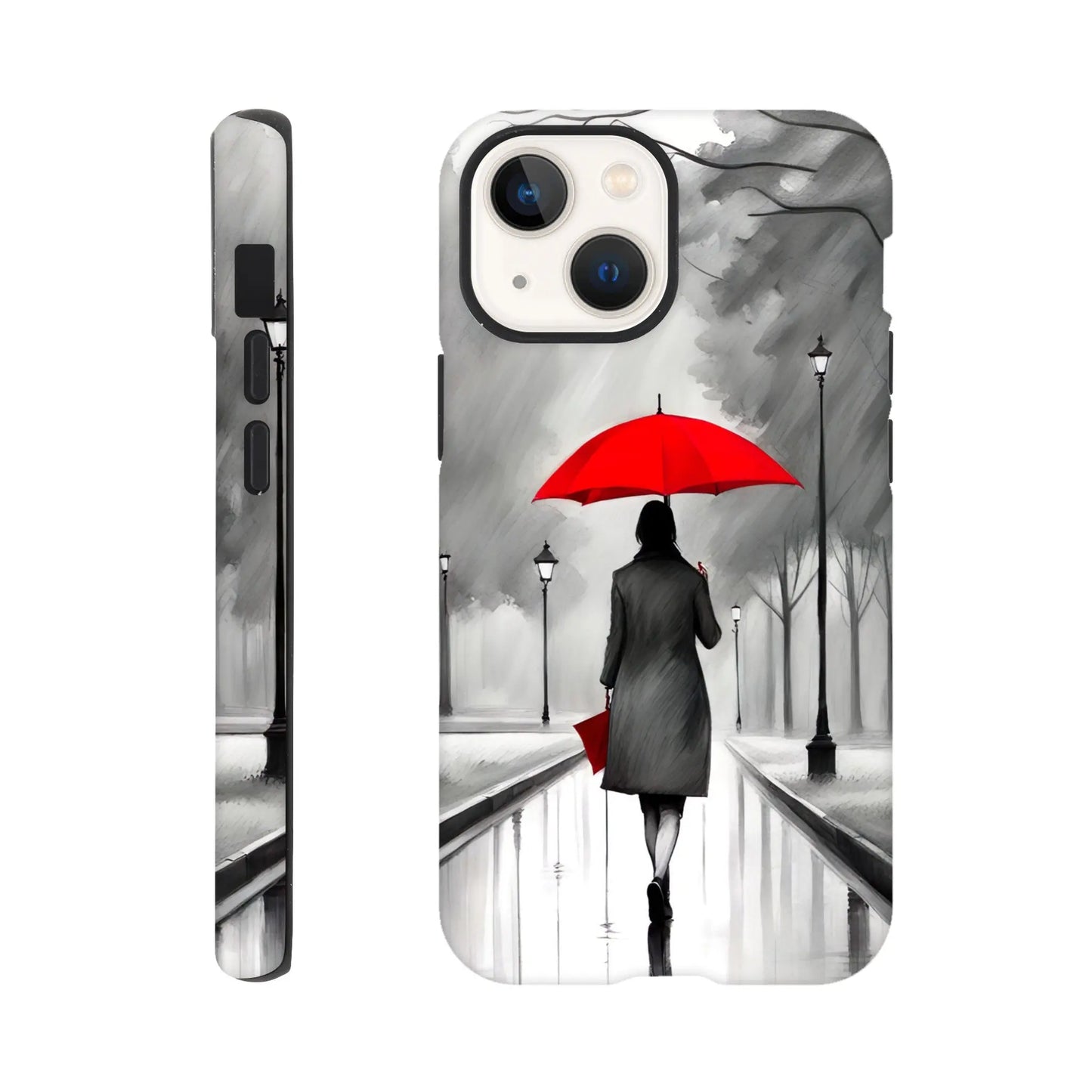 Smartphone-Hülle "Hart" - Frau Im Park - Malerischer Stil, KI-Kunst RolConArt, Malerischer Stil - Porträts, iPhone-13-Mini