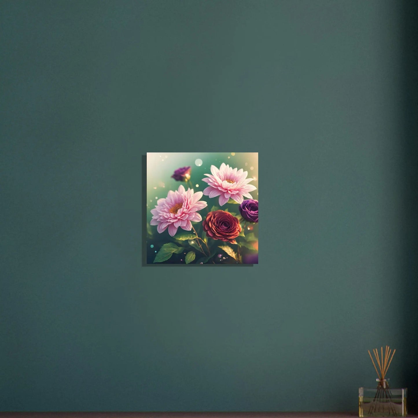 Aluminiumdruck - Blumen Vielfalt - Foto Stil, KI-Kunst - RolConArt, Pflanzen, 40x40-cm-16x16