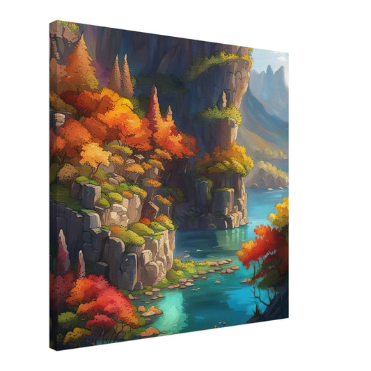 Leinwandbild - Landschaft mit See - Malerischer Stil, KI-Kunst - RolConArt, Landschaften,