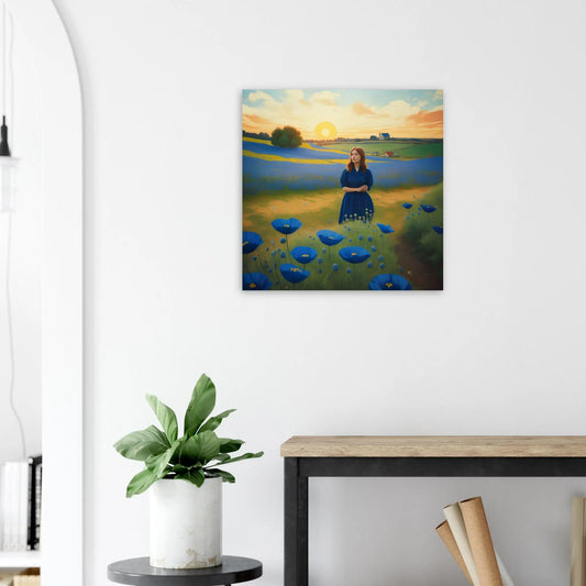 Moderner Forex-Druck - Blühende Landschaft - Malerischer Stil, KI-Kunst - RolConArt, Landschaften, 60x60-cm-24x24-Schwarz