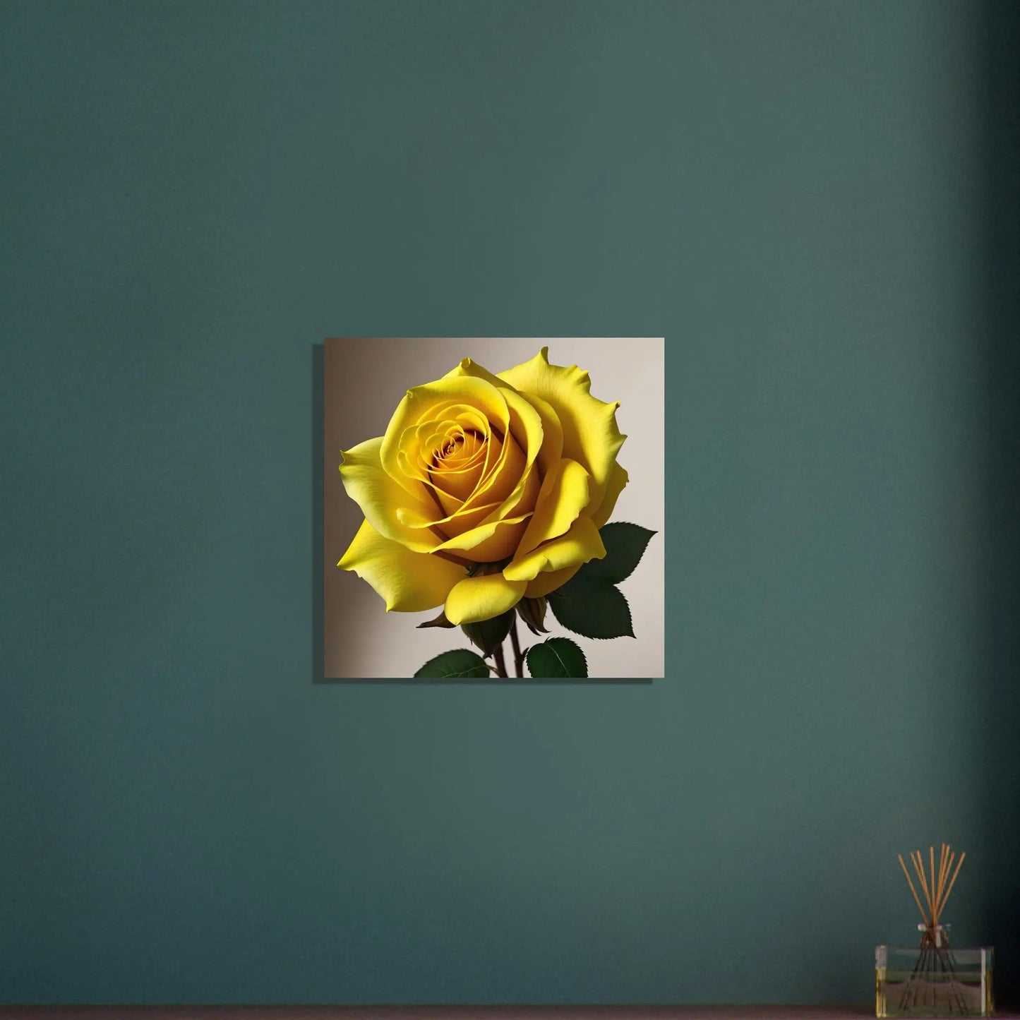 Aluminiumdruck - Gelbe Rose - Foto Stil, KI-Kunst - RolConArt, Pflanzen, 50x50-cm-20x20