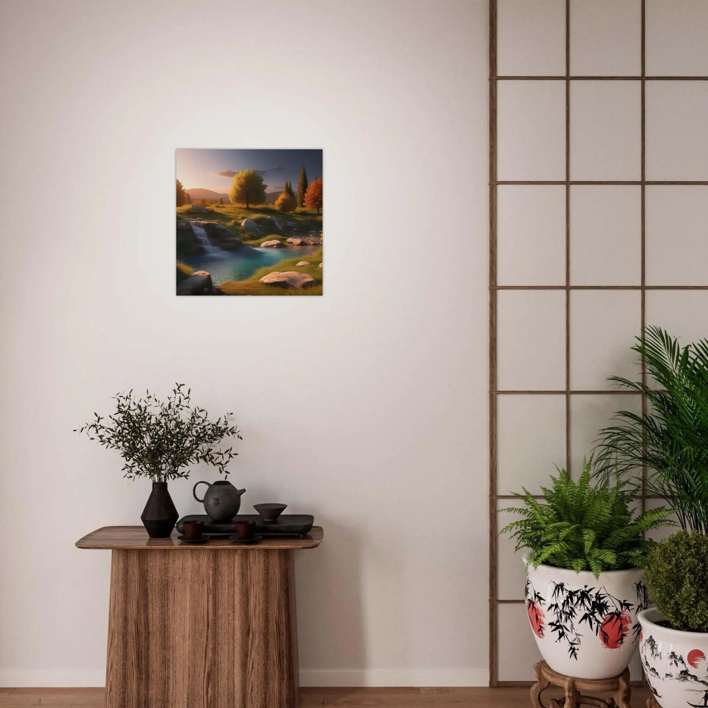 Moderner Forex-Druck - Landschaftsidylle - Foto Stil, KI-Kunst - RolConArt, Landschaften,