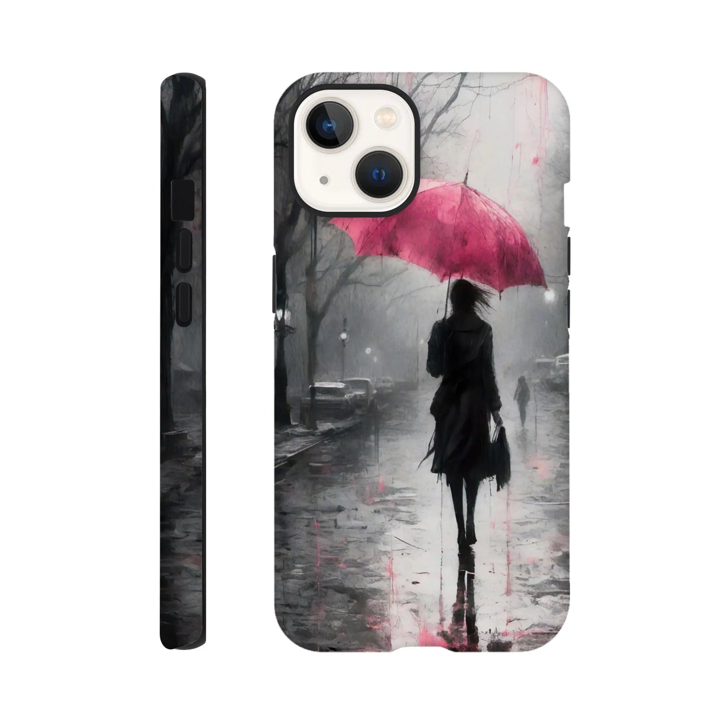 Smartphone-Hülle "Hart" - Frau Im Park - Düsterer Stil, KI-Kunst RolConArt, Malerischer Stil - Porträts, iPhone-13