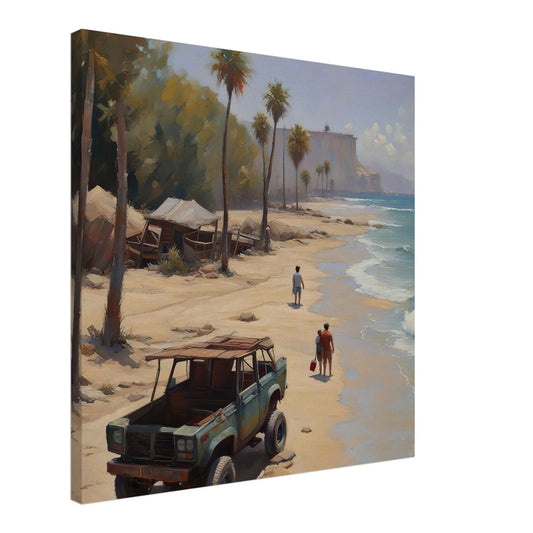 Leinwandbild - Strandlandschaft - Malerischer Stil, KI-Kunst - RolConArt, Landschaften,