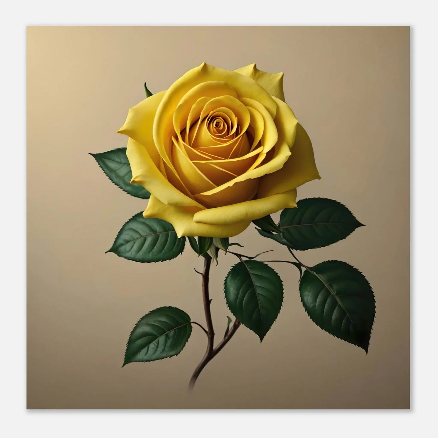 Aluminiumdruck - Gelbe Rose - Foto Stil, KI-Kunst - RolConArt, Pflanzen,