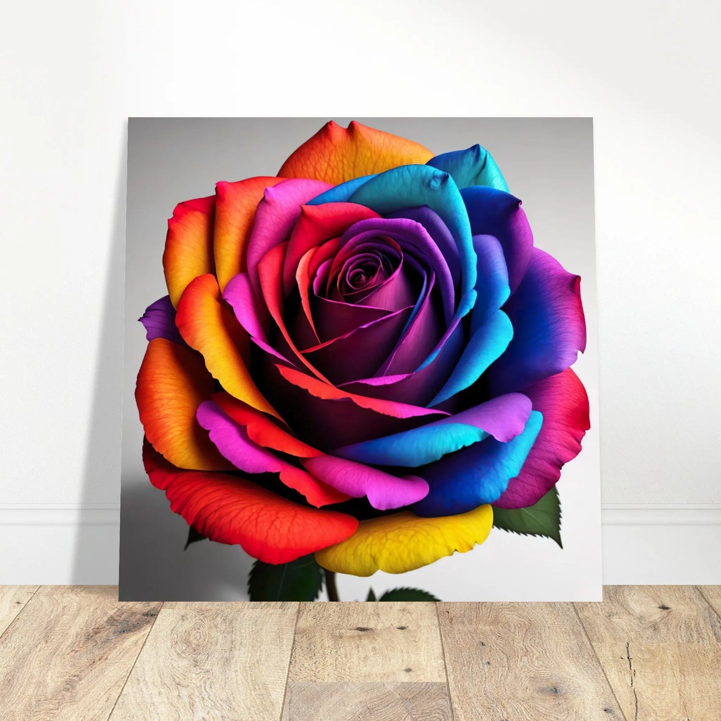 Aluminiumdruck - Bunte Rose - Foto Stil, KI-Kunst - RolConArt, Pflanzen,