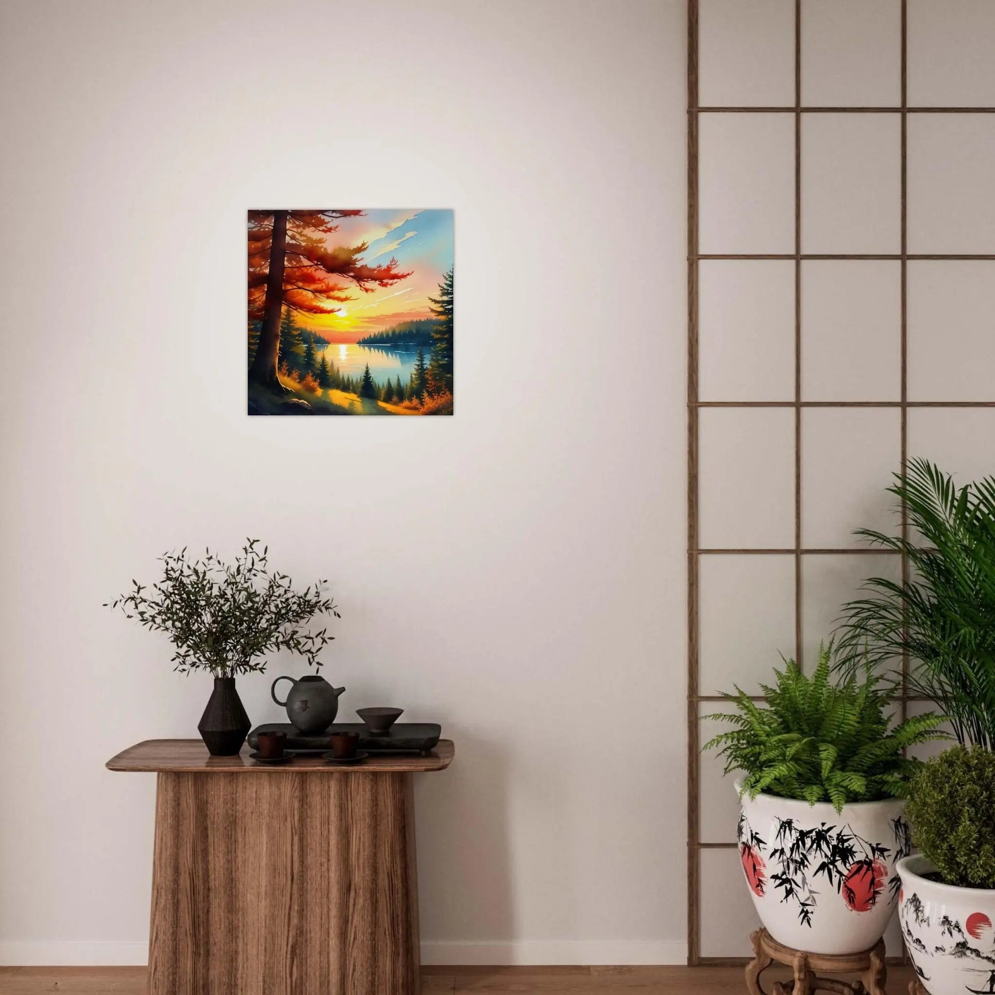 Moderner Forex-Druck - Landschaft mit See - Malerischer Stil, KI-Kunst - RolConArt, Landschaften,