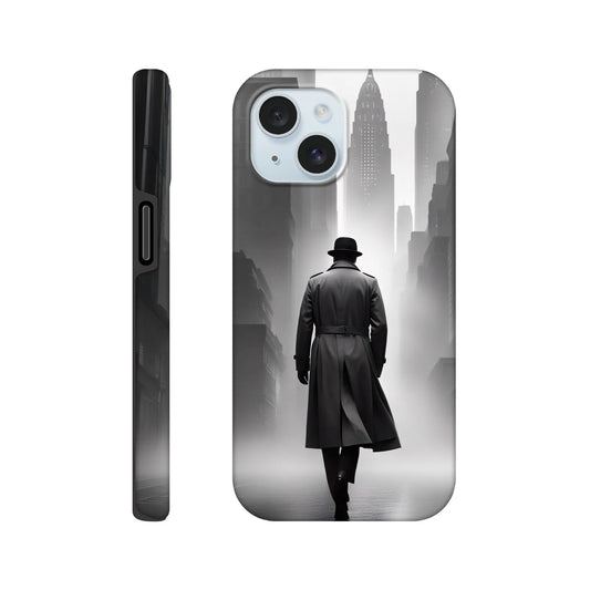 Smartphone-Hülle "Hart" - Stadtgänger - Schwarz-Weiß Stil, KI-Kunst RolConArt, Schwarz-Weiß, iPhone-15