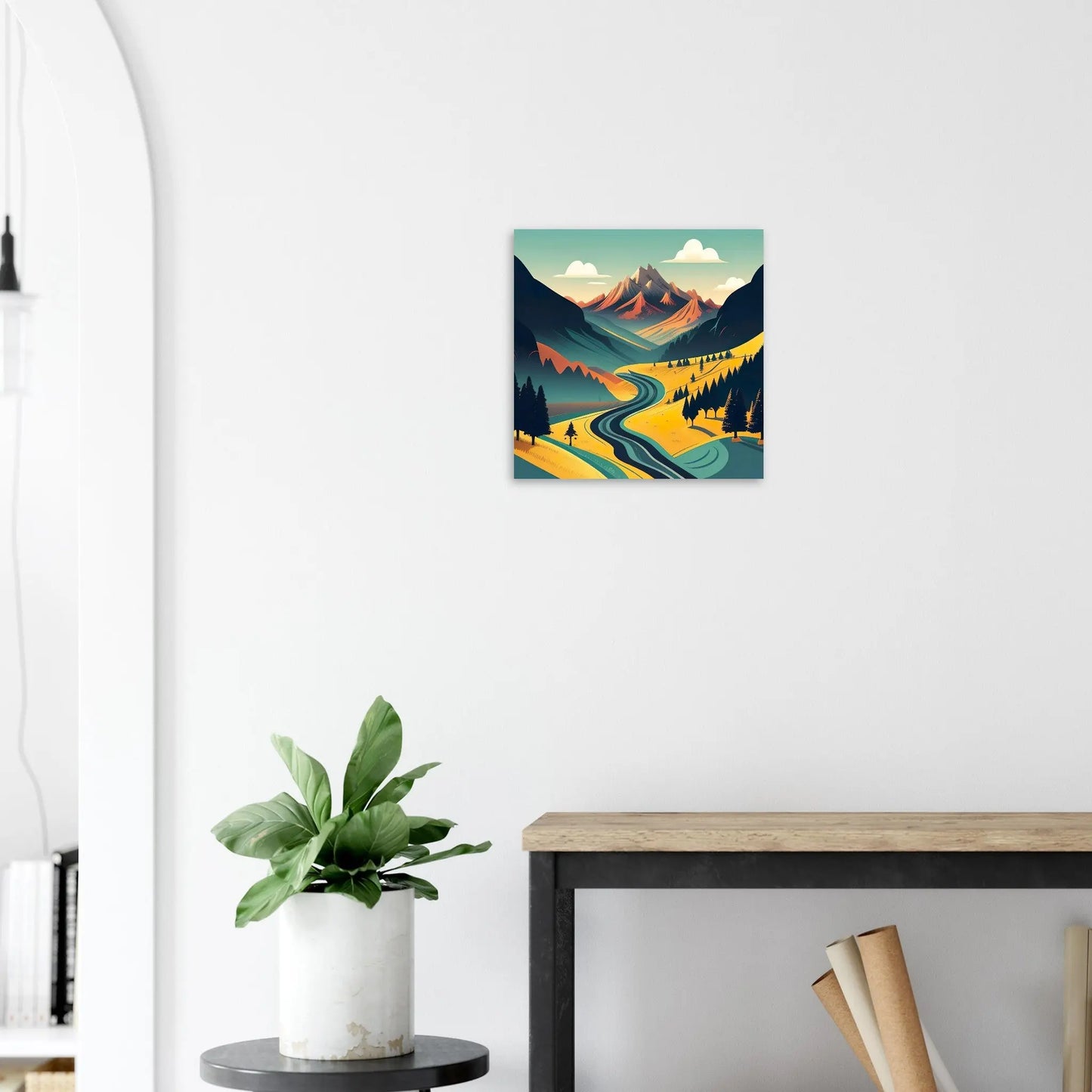 Moderner Forex-Druck - Landschaft - Digitaler Stil, KI-Kunst - RolConArt, Landschaften, 40x40-cm-16x16-Weiß