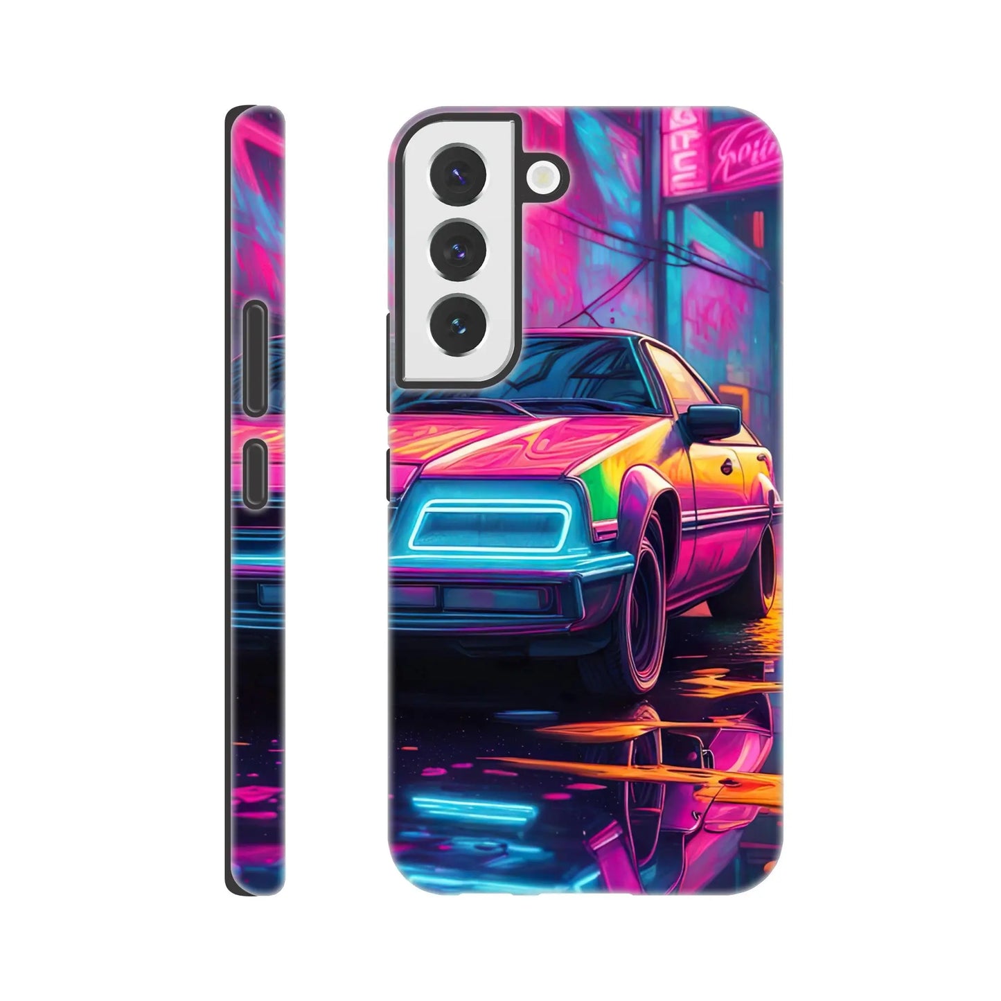 Smartphone-Hülle "Hart" - Retro Auto - Neon Stil, KI-Kunst RolConArt, Neon, Galaxy-S22