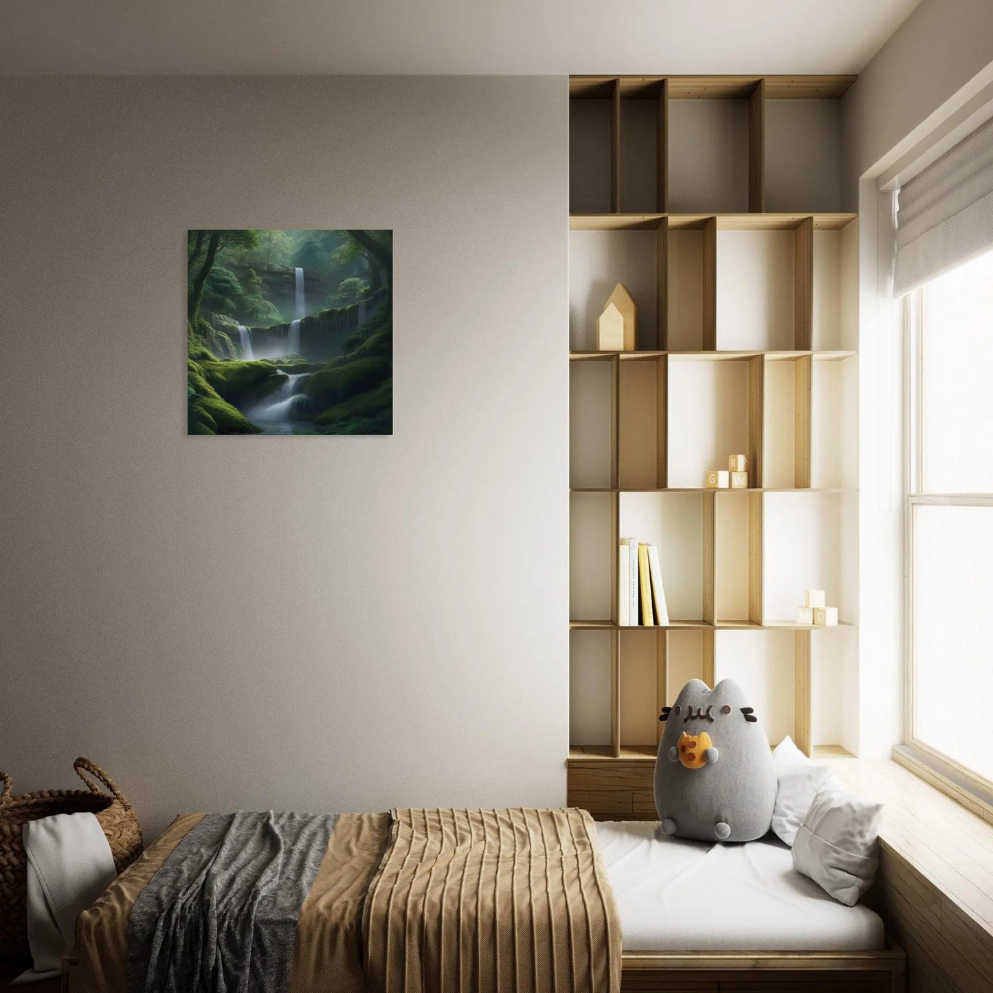 Moderner Forex-Druck - Wasserfälle im Wald - Foto Stil, KI-Kunst - RolConArt, Landschaften,