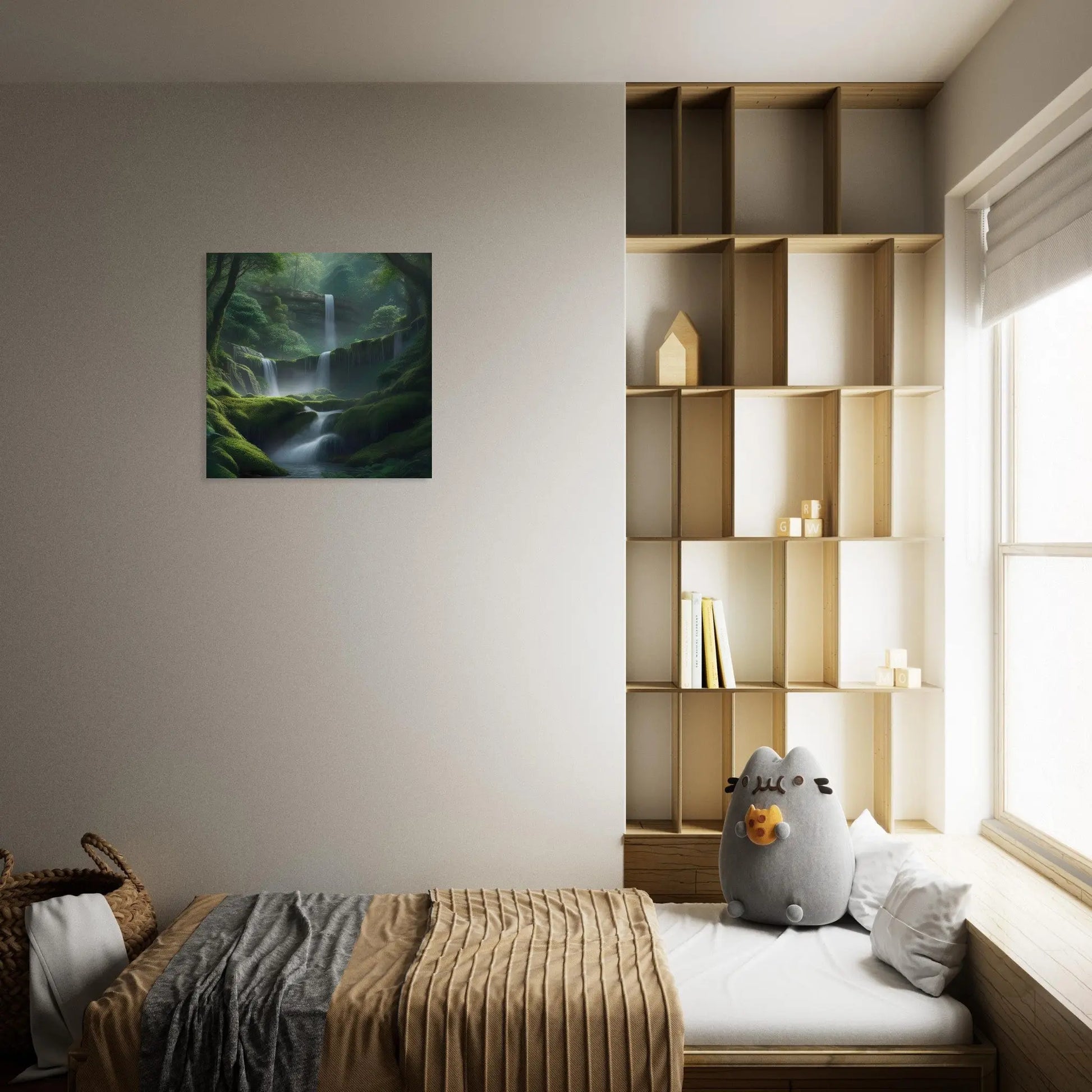 Moderner Forex-Druck - Wasserfälle im Wald - Foto Stil, KI-Kunst - RolConArt, Landschaften,