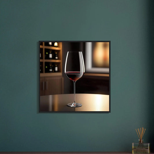 Gerahmtes Premium-Poster - Rotwein im Glas - Foto Stil, KI-Kunst - RolConArt, Kreative Vielfalt,