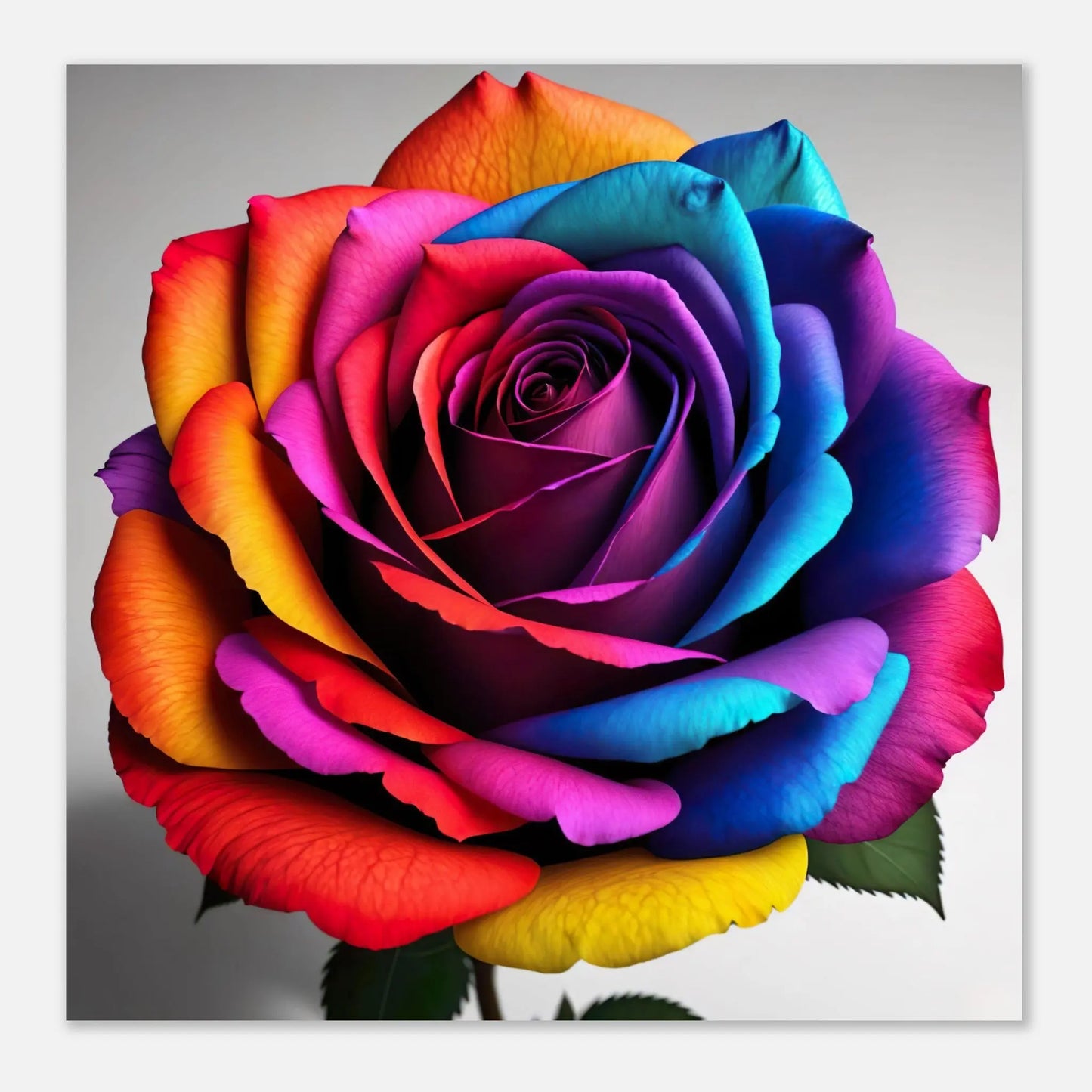 Aluminiumdruck - Bunte Rose - Foto Stil, KI-Kunst - RolConArt, Pflanzen,