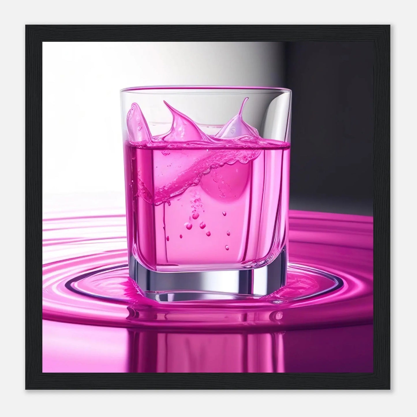 Gerahmtes Premium-Poster - Erfrischendes Rosa - Foto Stil, KI-Kunst - RolConArt, Kreative Vielfalt, 30x30-cm-12x12-Schwarzer-Rahmen