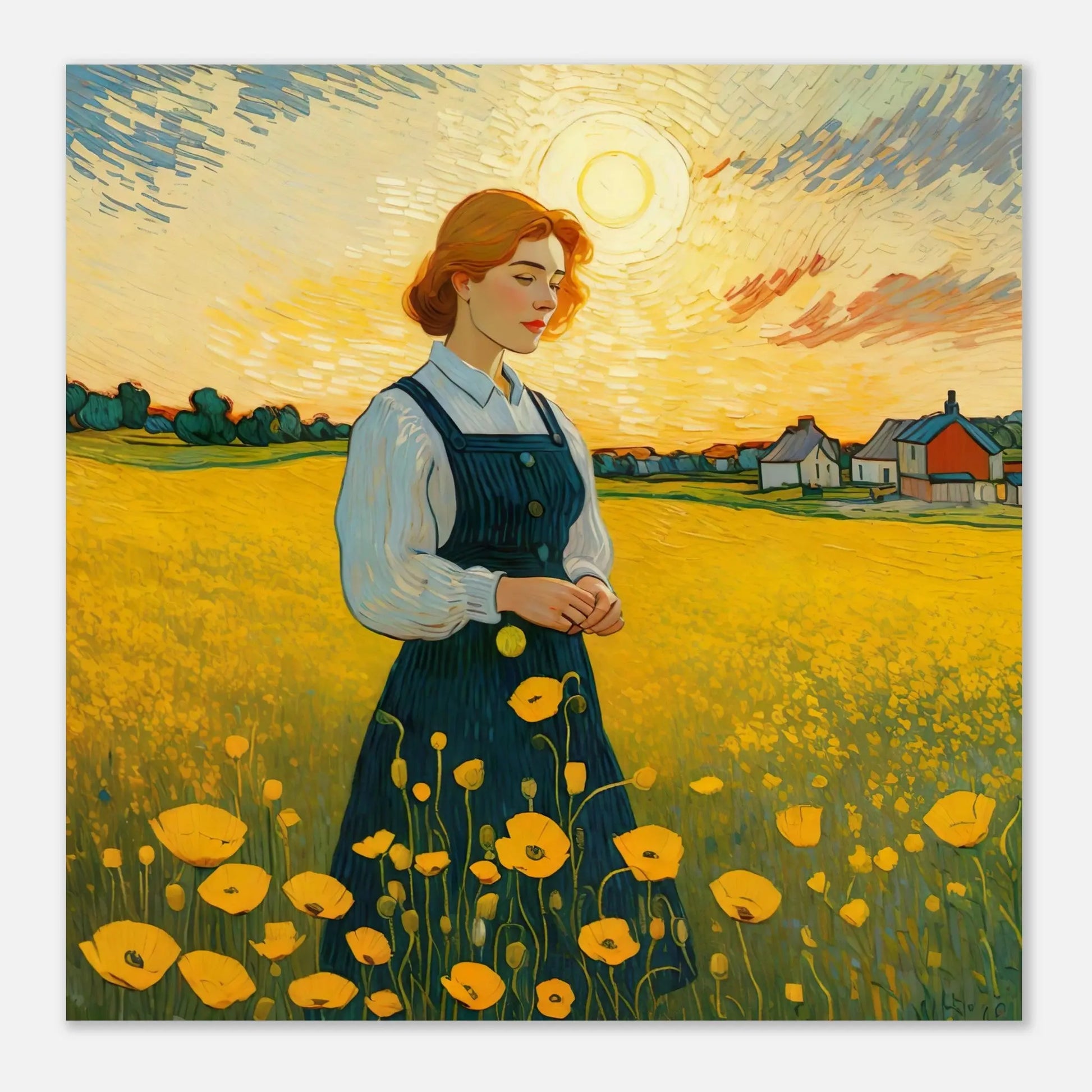 Moderner Forex-Druck - Blühende Landschaft - Malerischer Stil, KI-Kunst - RolConArt, Landschaften,