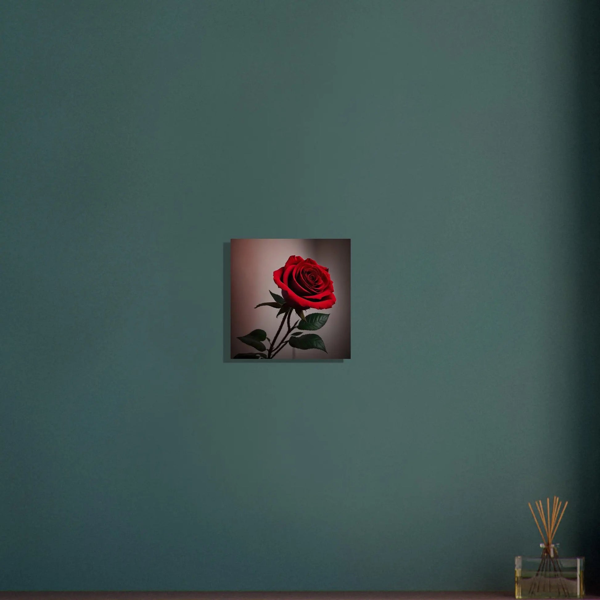 Aluminiumdruck - Rote Rose - Foto Stil, KI-Kunst - RolConArt, Pflanzen, 30x30-cm-12x12