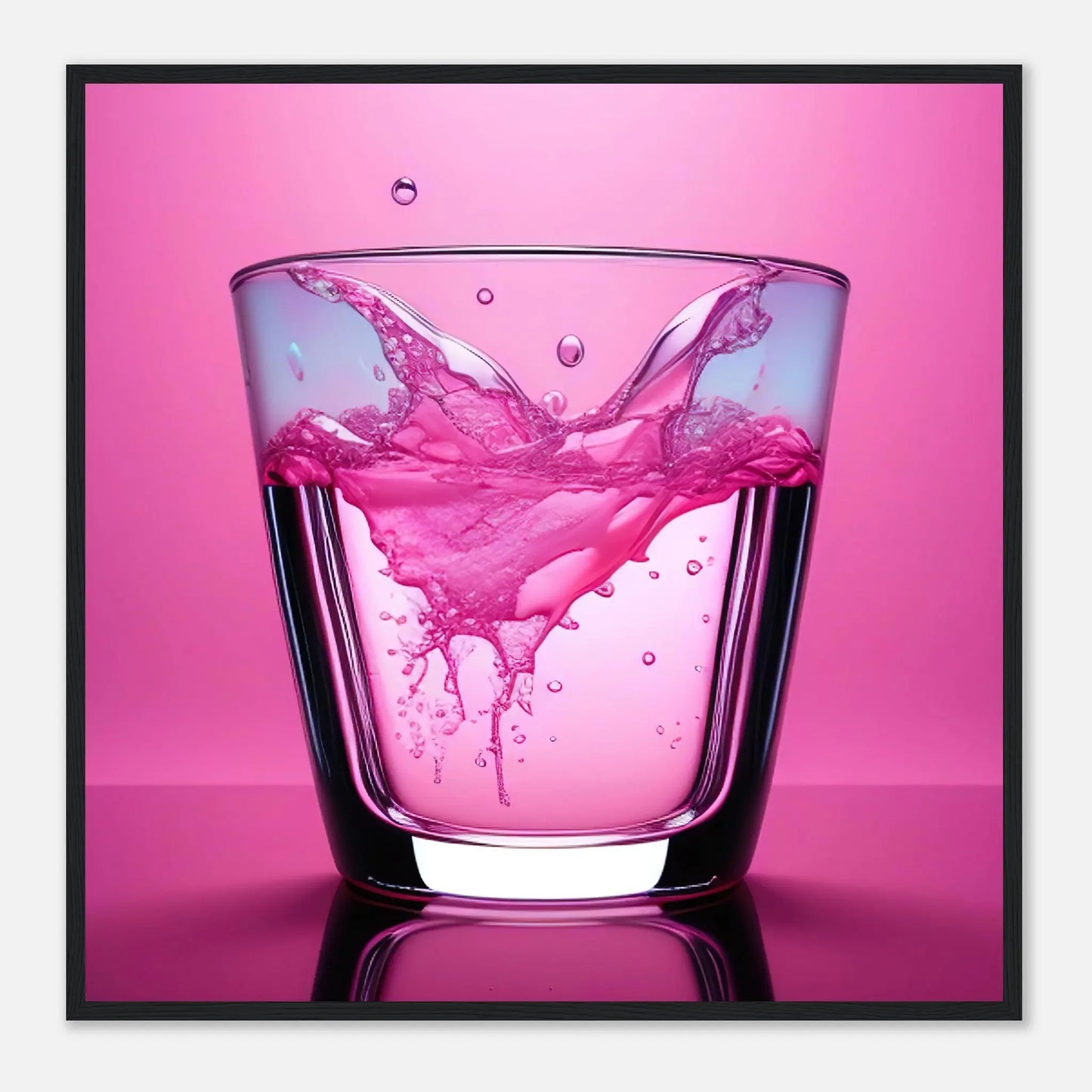 Gerahmtes Premium-Poster - Erfrischendes Rosa - Foto Stil, KI-Kunst - RolConArt, Kreative Vielfalt, 70x70-cm-28x28-Schwarzer-Rahmen