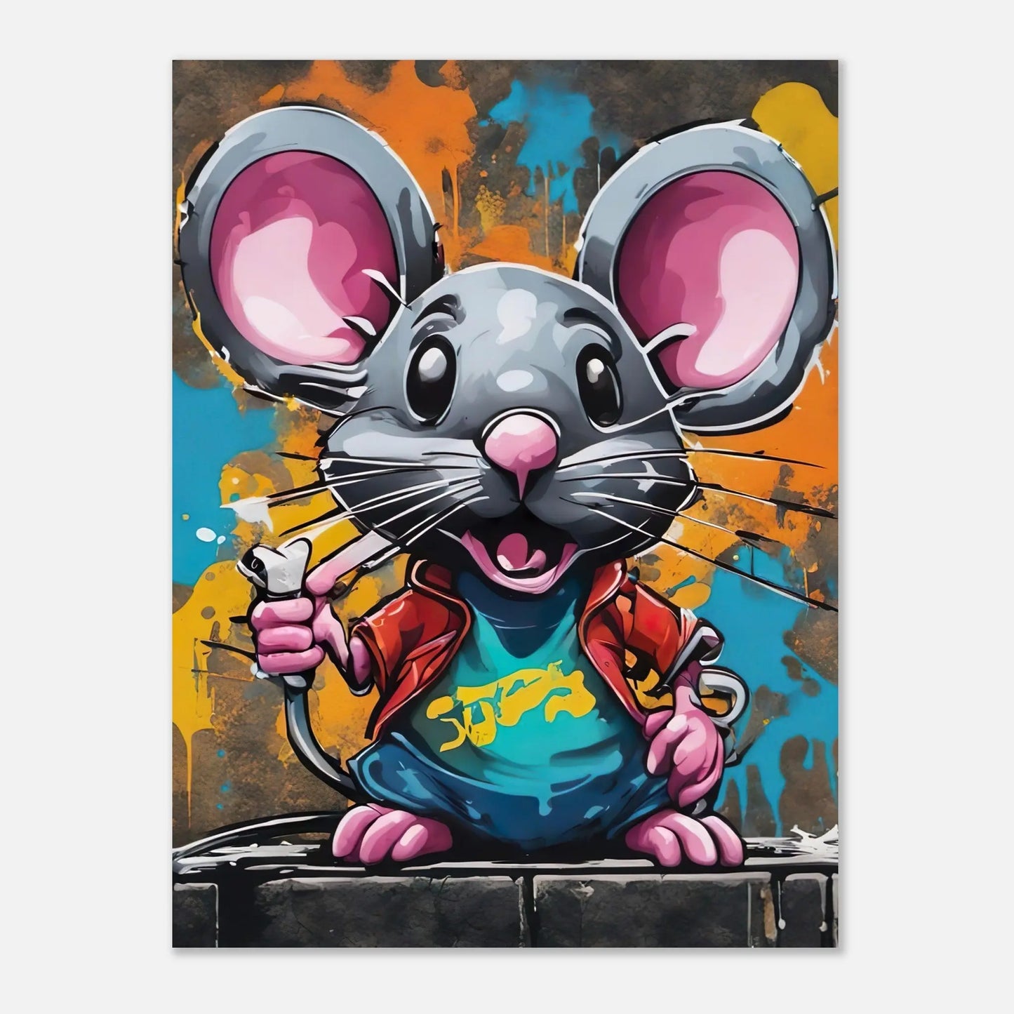 Aluminiumdruck - Maus - Splash Art Stil, KI-Kunst RolConArt