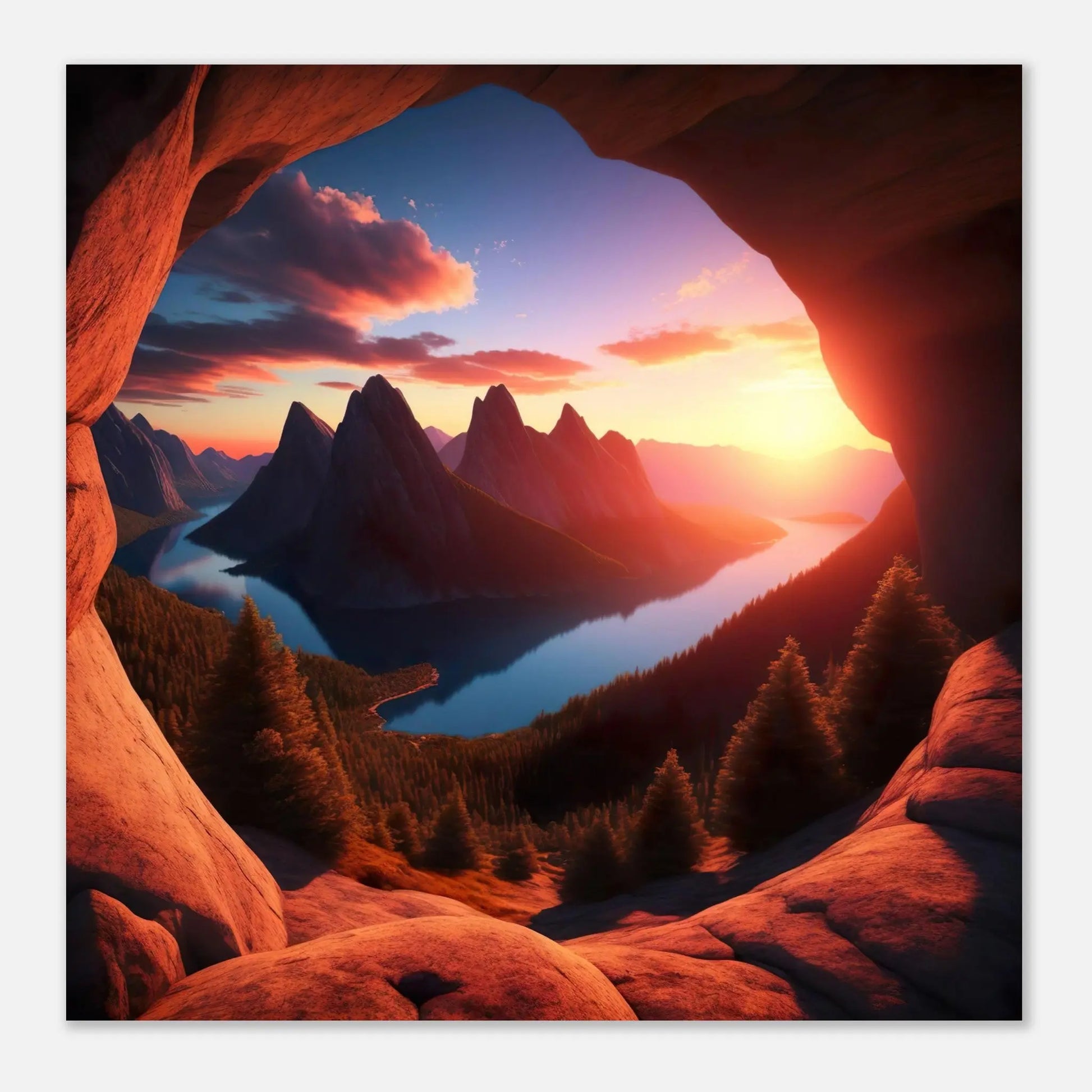 Moderner Forex-Druck - Bergpanorama - Foto Stil, KI-Kunst - RolConArt, Landschaften,