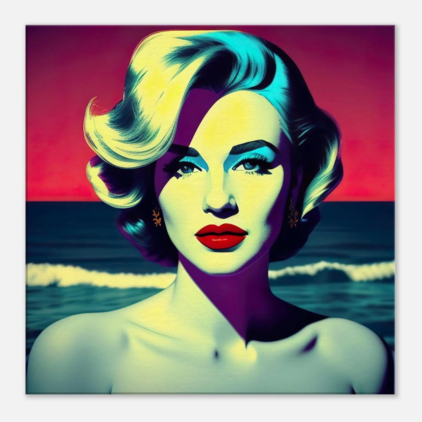 Leinwandbild - Frauenporträt im Retro Stil, KI-Kunst - RolConArt, Retro - Porträts, 60x60-cm-24x24