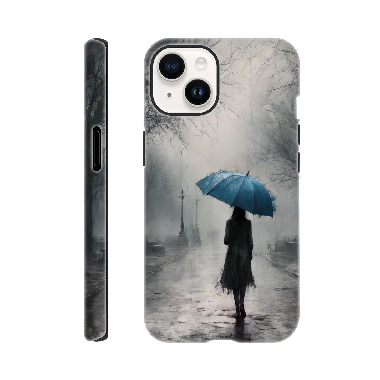 Smartphone-Hülle "Hart" - Frau Im Park - Düsterer Stil, KI-Kunst RolConArt, Malerischer Stil - Porträts, iPhone-14