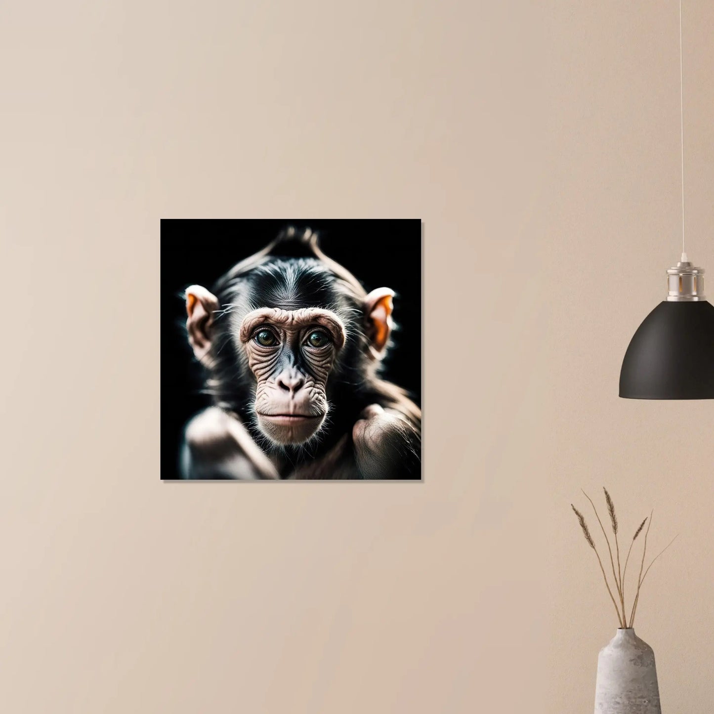 Moderner Forex-Druck - Schimpanse - Foto Stil, KI-Kunst RolConArt