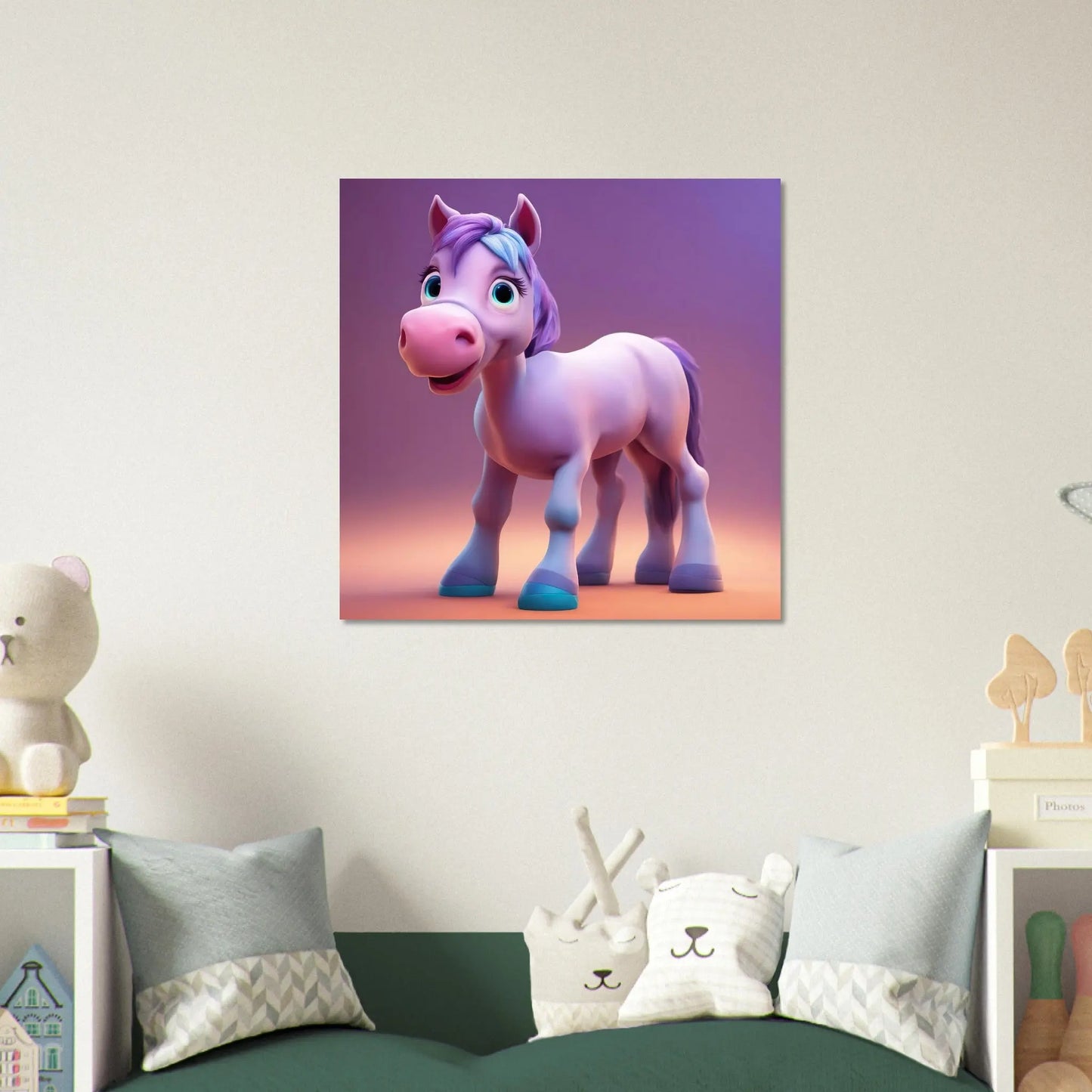 Aluminiumdruck - Pferd - Kinderbild, 3D-Stil, KI-Kunst RolConArt