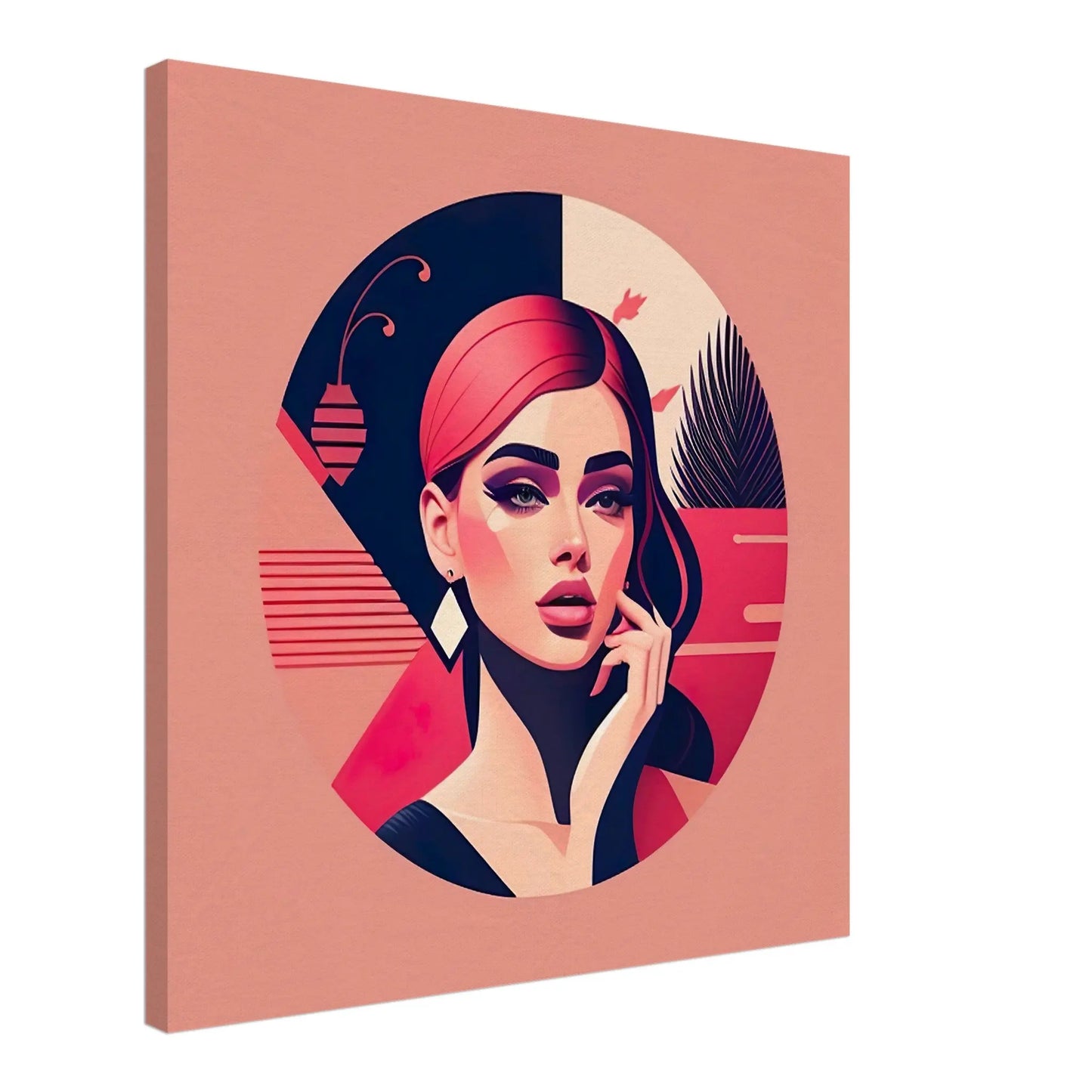 Leinwandbild - Frauenporträt im Retro Stil, KI-Kunst - RolConArt, Retro - Porträts,