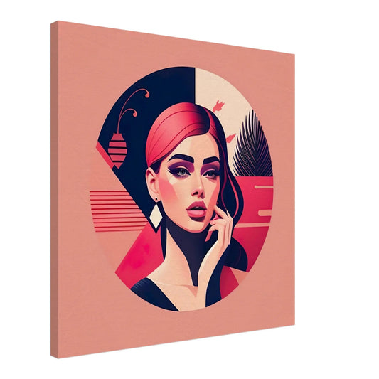 Leinwandbild - Frauenporträt im Retro Stil, KI-Kunst - RolConArt,  Retro - Porträts,
