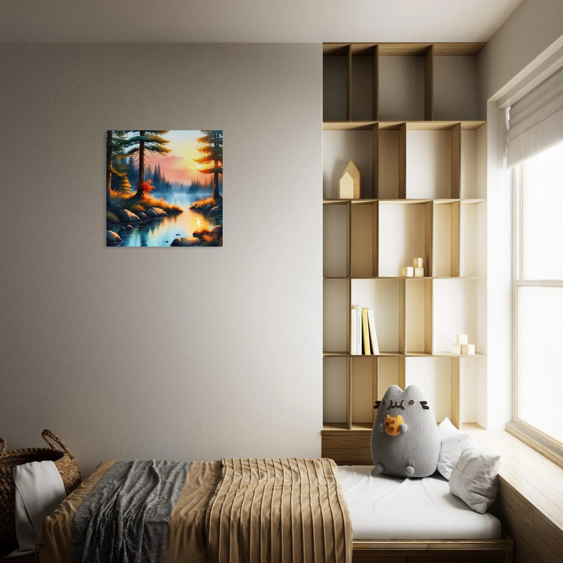 Moderner Forex-Druck - Landschaft mit See - Malerischer Stil, KI-Kunst - RolConArt, Landschaften,