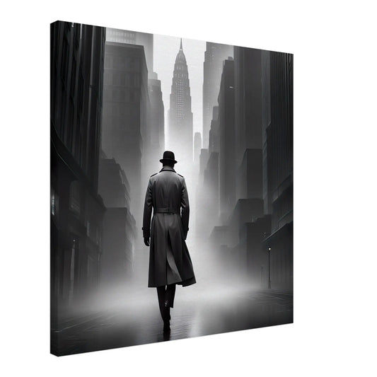 Leinwandbild - Stadtgänger - Schwarz-Weiß, Digitaler Stil, KI-Kunst - RolConArt, Schwarz-Weiß,