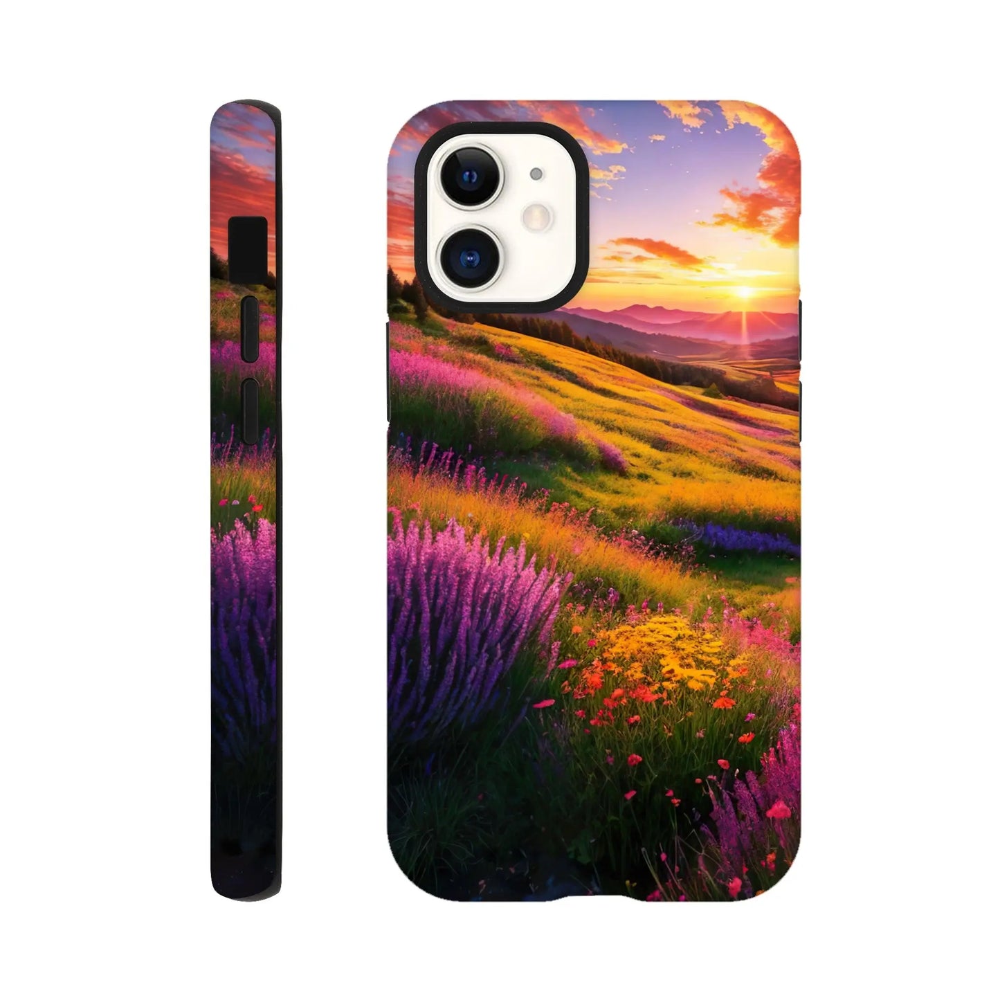 Smartphone-Hülle "Hart" - Berglandschaft - Foto Stil, KI-Kunst RolConArt, Landschaften, iPhone-12-Mini