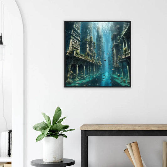 Gerahmtes Premium-Poster - Unterwasserwelt - Digitaler Stil, KI-Kunst - RolConArt, Unterwasserlandschaften,