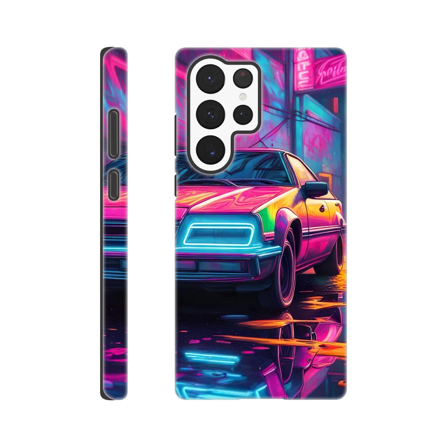 Smartphone-Hülle "Hart" - Retro Auto - Neon Stil, KI-Kunst RolConArt, Neon, Galaxy-S22-Ultra