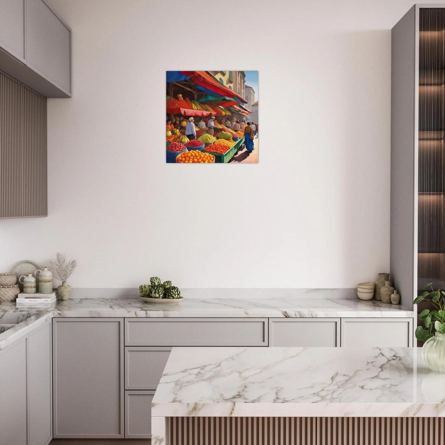 Moderner Forex-Druck - Obstmarkt - Malerischer Stil, KI-Kunst RolConArt