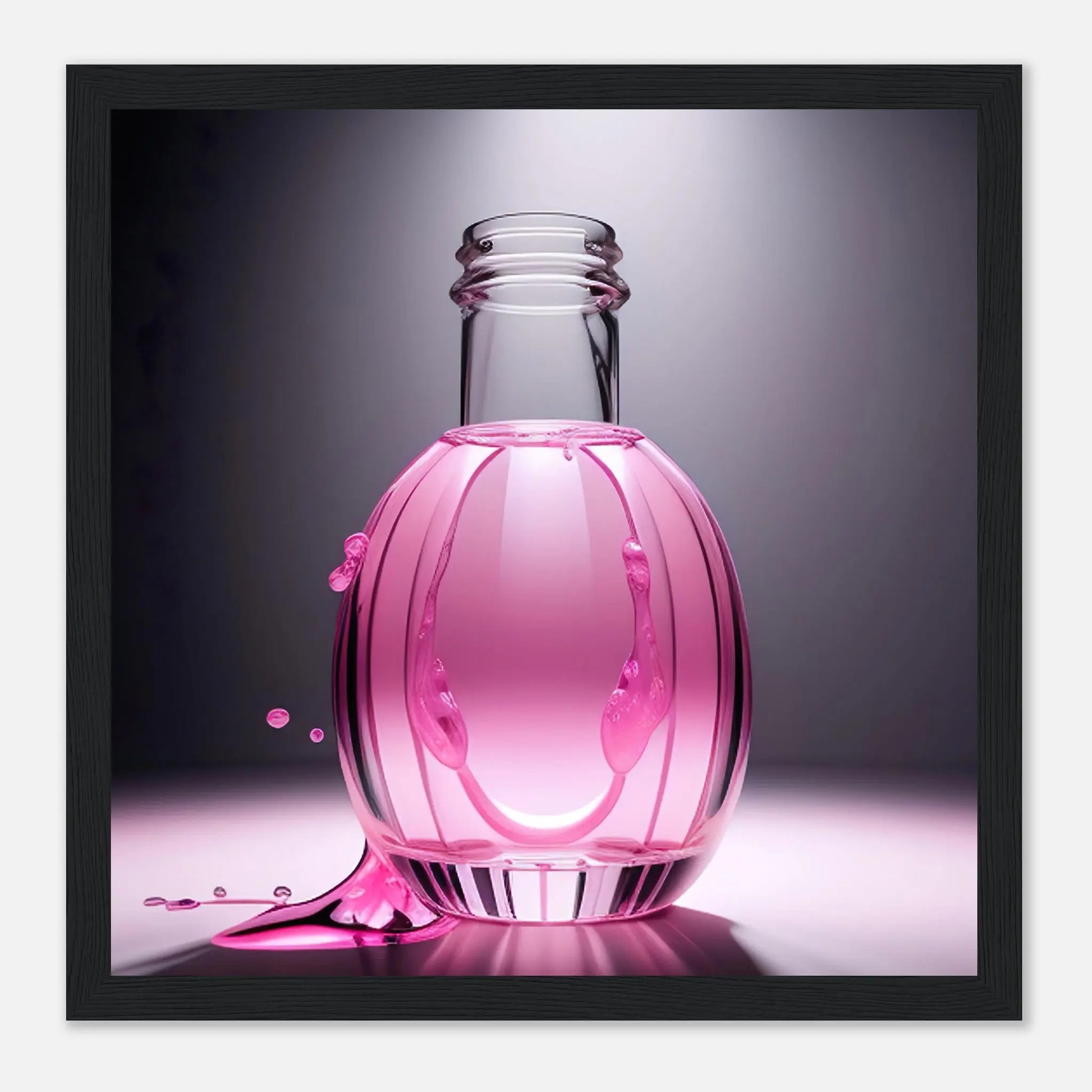 Gerahmtes Premium-Poster - Rosa Flüssigkeit - Foto Stil, KI-Kunst - RolConArt, Kreative Vielfalt, 30x30-cm-12x12-Schwarzer-Rahmen