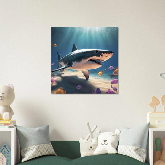 Aluminiumdruck - Hai - Kinderbild, 3D-Stil, KI-Kunst RolConArt