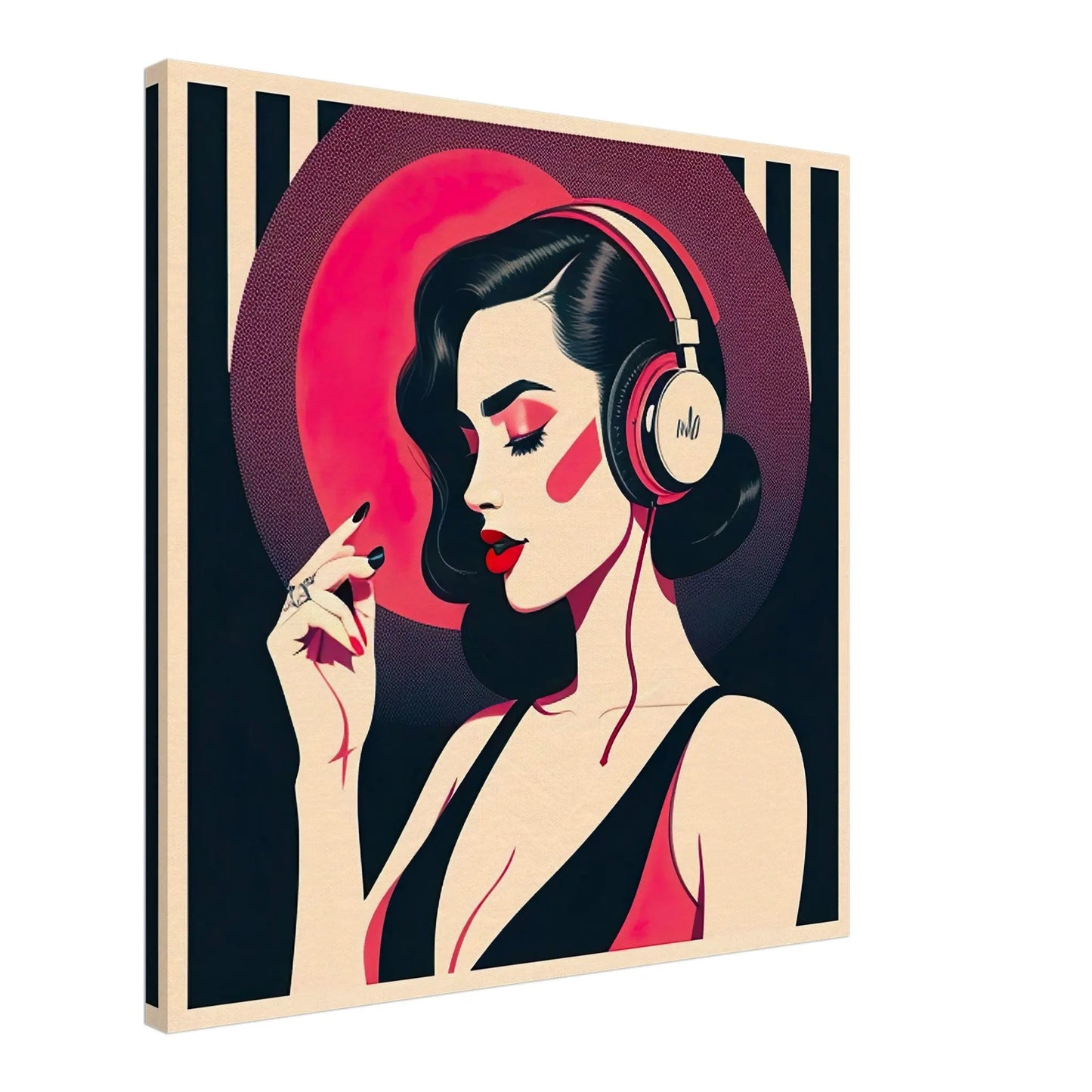 Leinwandbild - Frauenporträt im Retro Stil, KI-Kunst - RolConArt, Retro - Porträts,