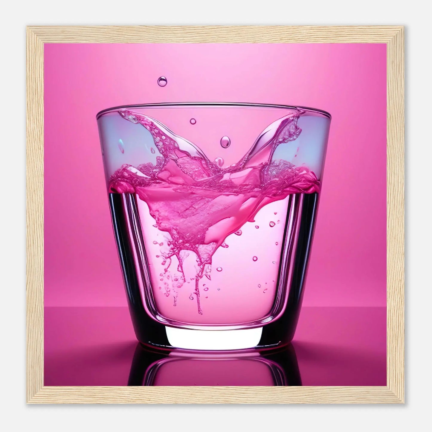 Gerahmtes Premium-Poster - Erfrischendes Rosa - Foto Stil, KI-Kunst - RolConArt, Kreative Vielfalt, 30x30-cm-12x12-Holzrahmen