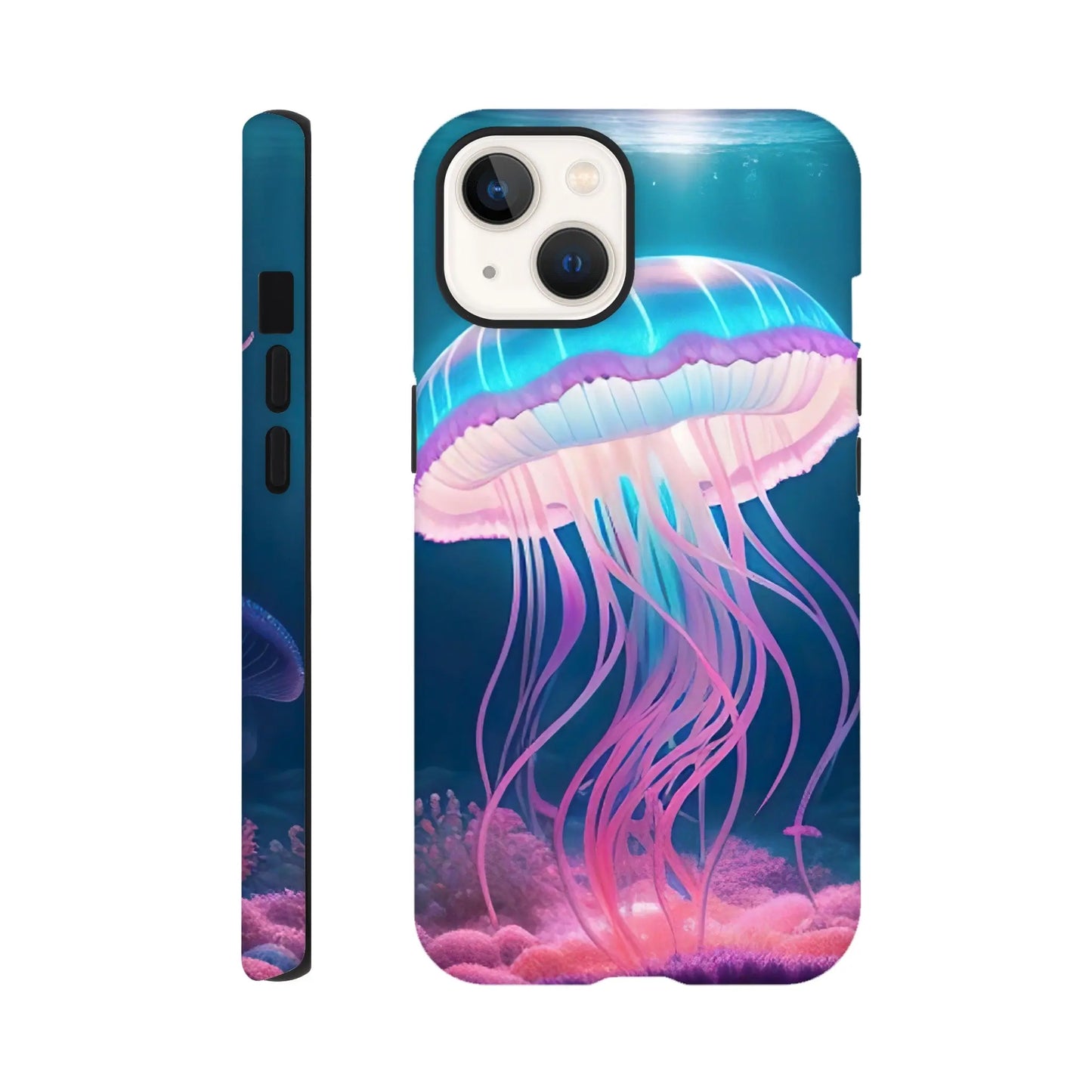 Smartphone-Hülle "Hart" - Qualle - Digitaler Stil, KI-Kunst RolConArt, Unterwasserlandschaften, iPhone-13